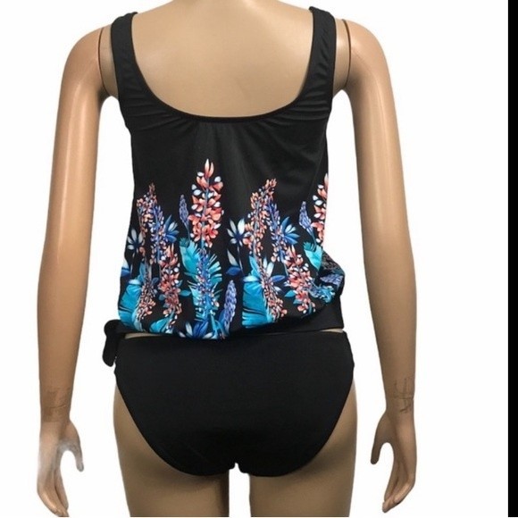 Maxine Of Hollywood Tankini top waist tie Floral print blouson size 8 - Picture 6 of 12